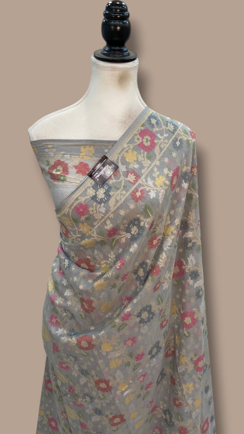 Pure Cotton Jamdani Handloom Banarasi Saree - The Handlooms