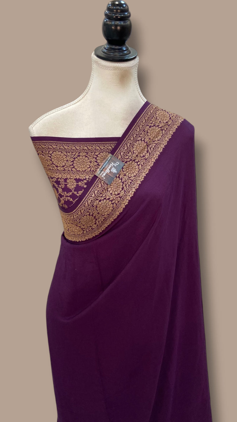 Pure Khaddi Crepe Georgette Handloom Banarasi Saree
