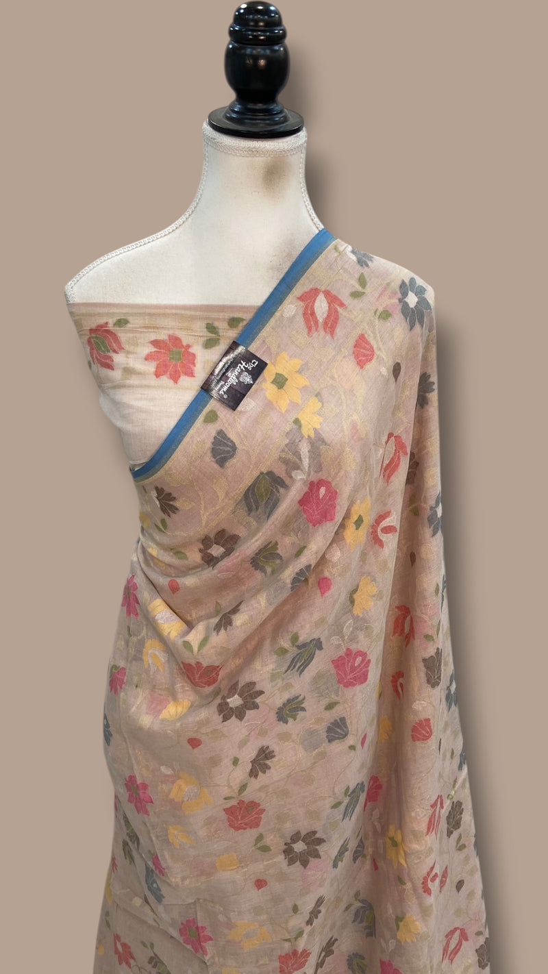 Pure Cotton Jamdani Handloom Banarasi Saree - The Handlooms