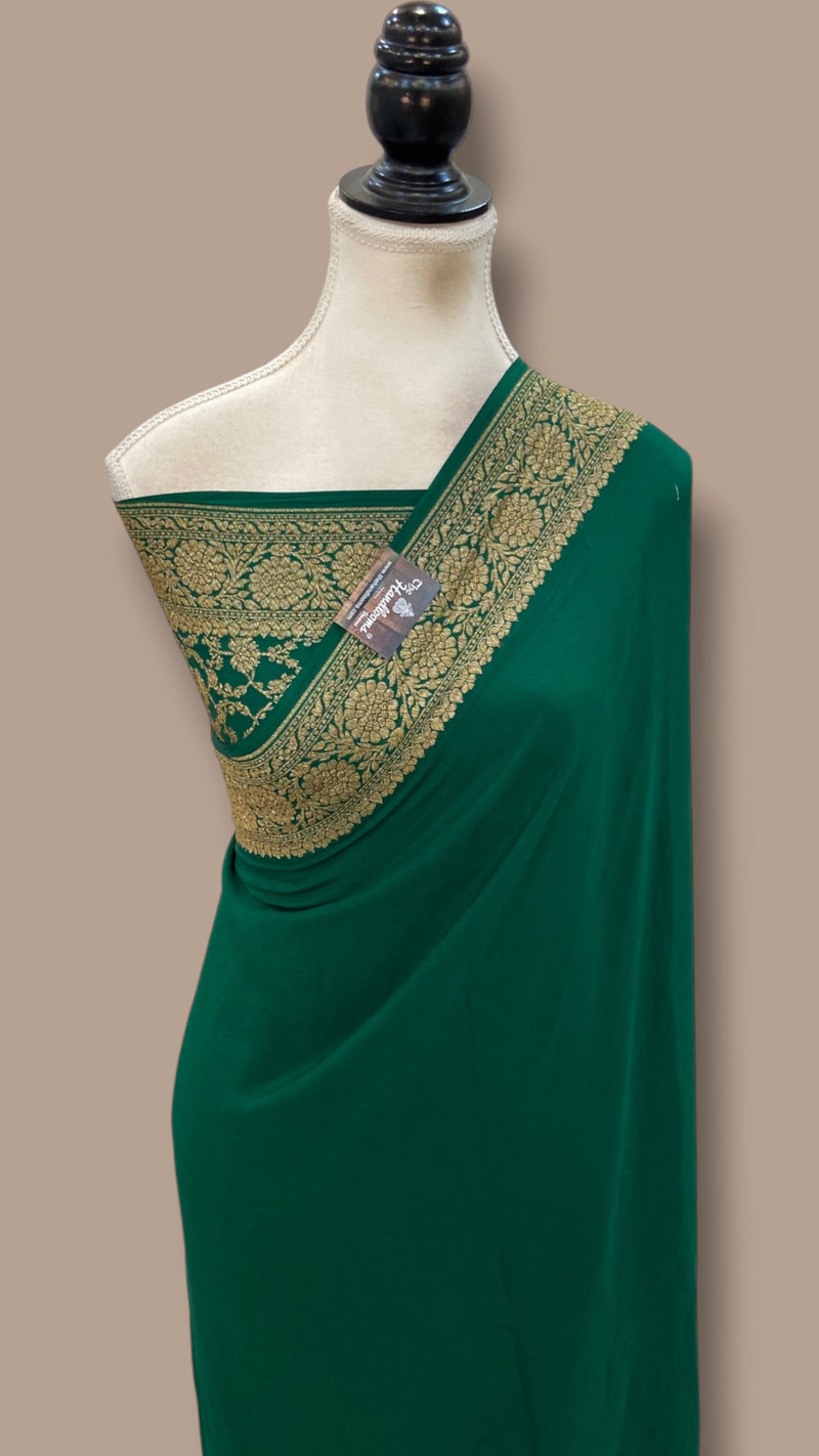 Pure Khaddi Crepe Georgette Handloom Banarasi Saree