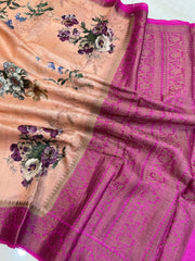 Pure Tussar Silk Handloom Banarasi Saree With Digital Print - The Handlooms