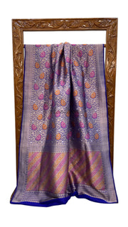Regal Pure Katan Silk Banarasi Saree – Handwoven Tanchui Brocade - The Handlooms
