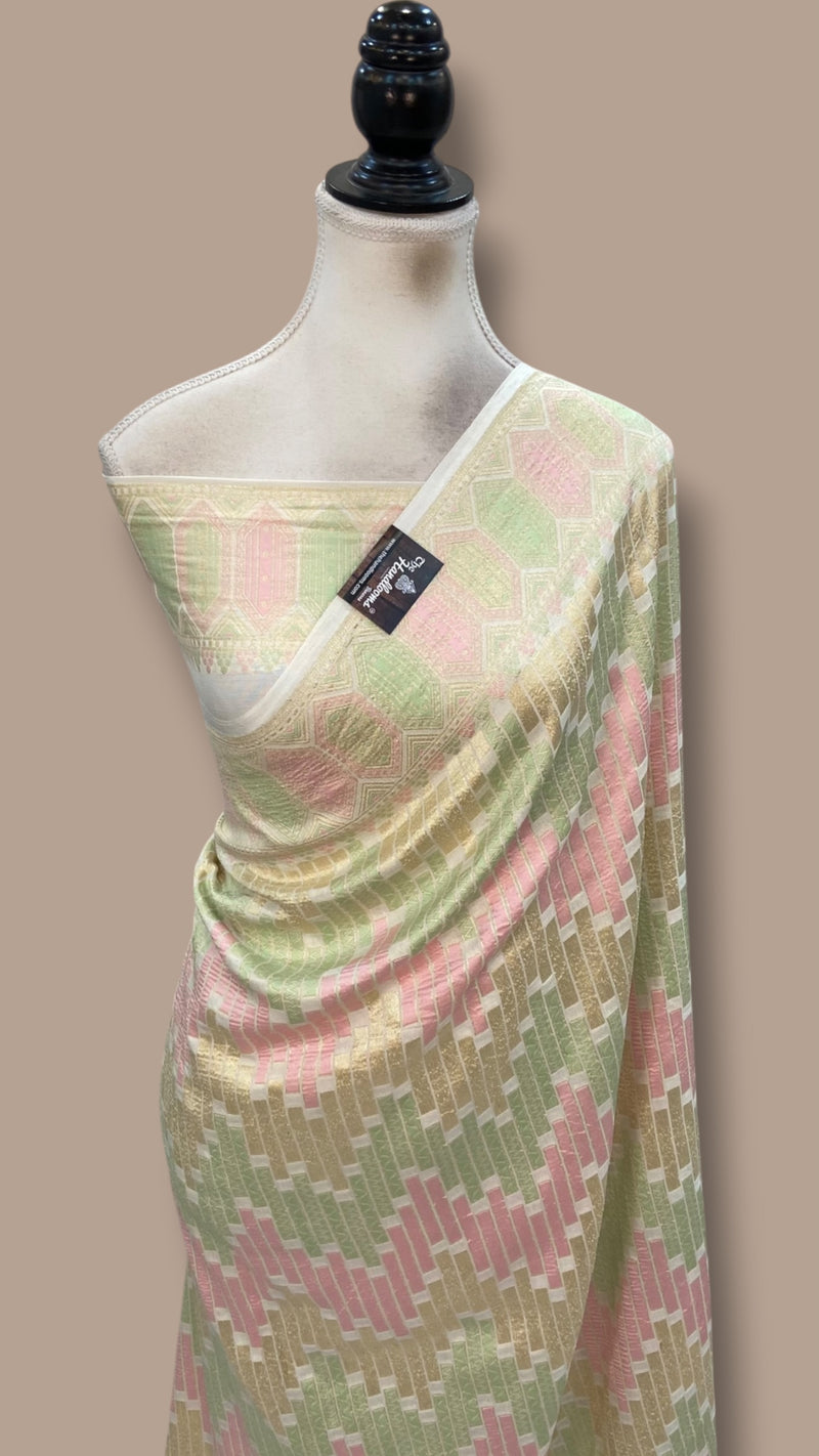 Pure Chiniya Khaddi Handloom Banarasi Saree - Tanchui Brocade