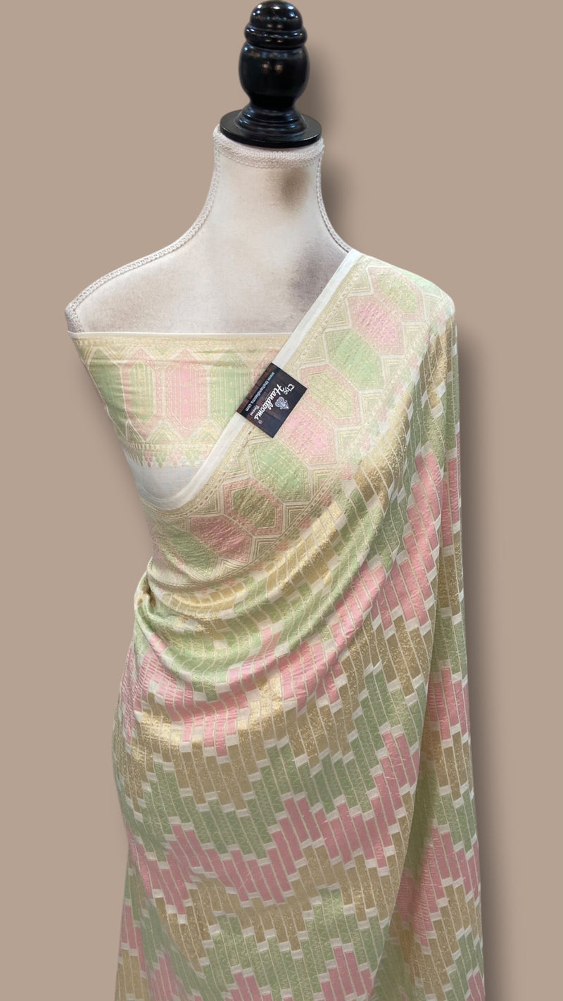 Pure Chiniya Khaddi Handloom Banarasi Saree - Tanchui Brocade