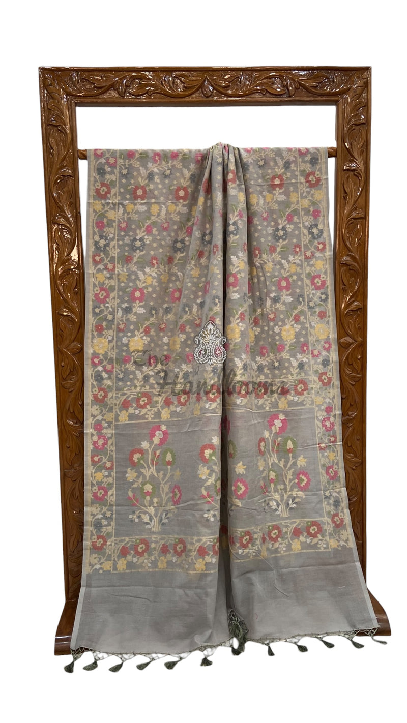 Pure Cotton Jamdani Handloom Banarasi Saree - The Handlooms