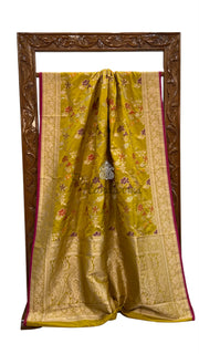 Pure Katan Silk Banarasi Handloom Saree - All Over Jaal Work With Meenakari - The Handlooms