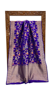 Pure Katan Silk Banarasi Handloom Saree - All Over Jaal Work With Meenakari - The Handlooms
