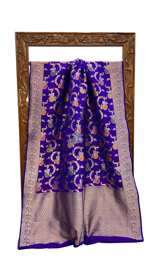 Pure Katan Silk Banarasi Handloom Saree - All Over Jaal Work With Meenakari - The Handlooms