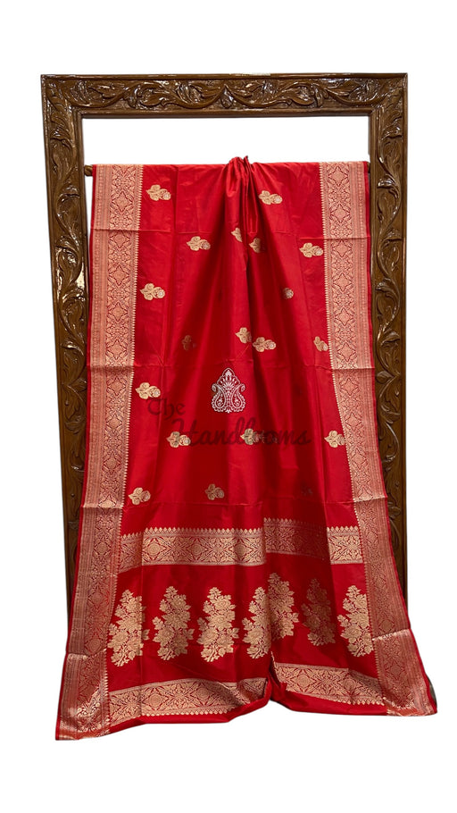 Pure Katan Silk Banarasi Handloom Saree - All Over Kadua Motifs - The Handlooms