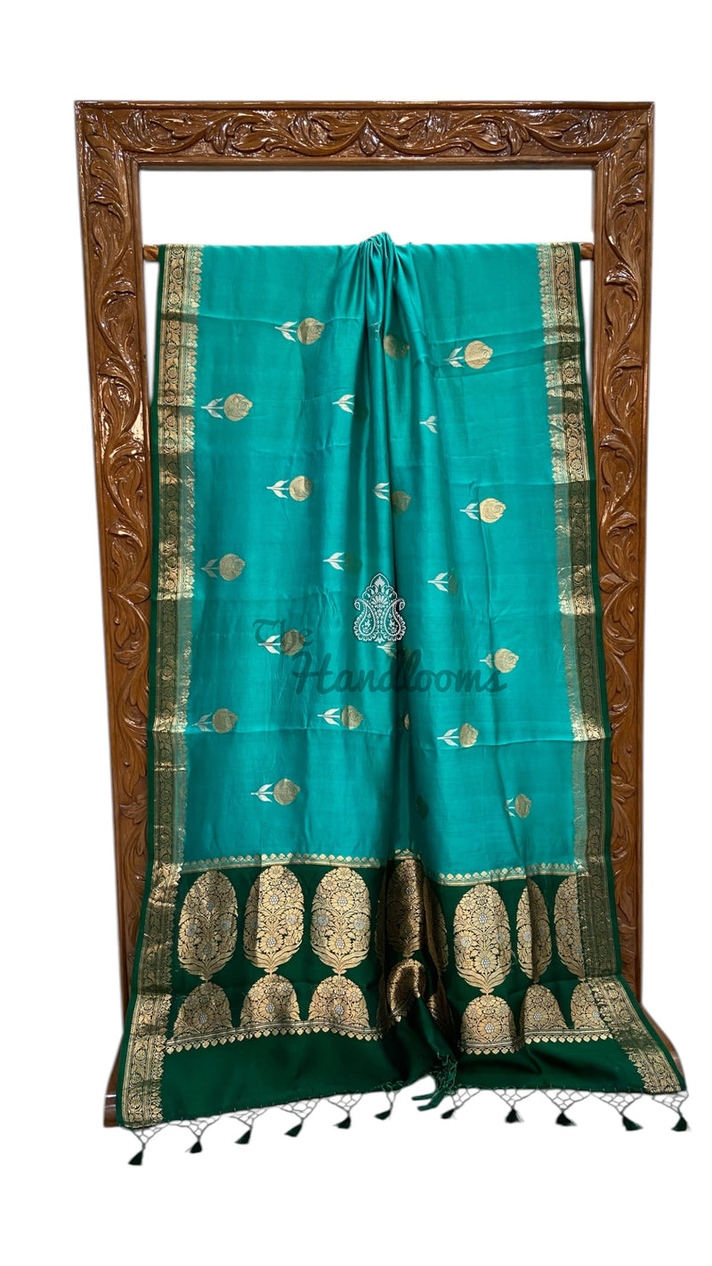 Pure Katan Silk Banarasi Handloom Saree - All Over Kadua Boota - The Handlooms