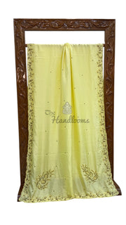 Pure Crepe Silk Handloom Banarasi Saree With Handwork - The Handlooms