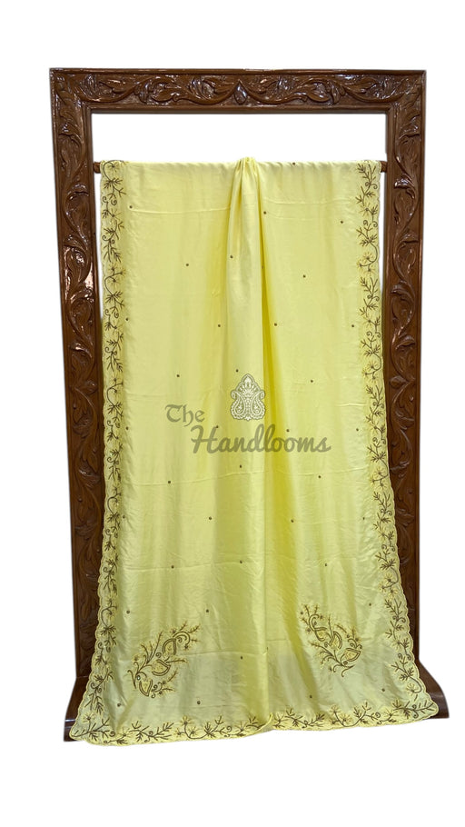 Pure Crepe Silk Handloom Banarasi Saree With Handwork - The Handlooms