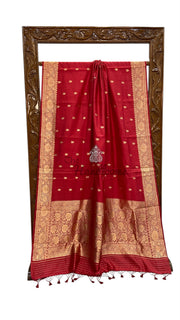 Pure Katan Silk Banarasi Handloom Saree - All Over Kadua Motifs - The Handlooms