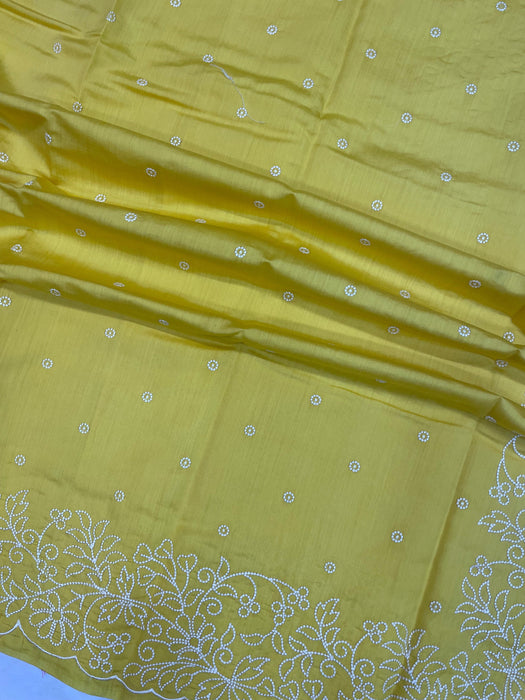 Pure Chiniya Silk Handloom Banarasi Saree Chikankari - The Handlooms