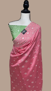 Pure Chiniya Silk Handloom Banarasi Saree with Chikankari - The Handlooms