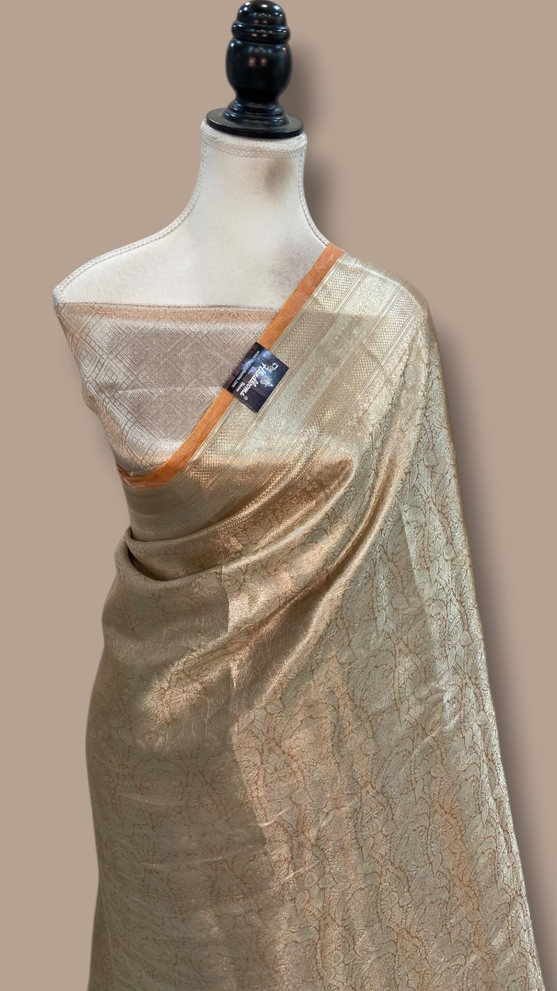 Pure Kora Tissue Tanchui Handloom Banarasi Saree - The Handlooms