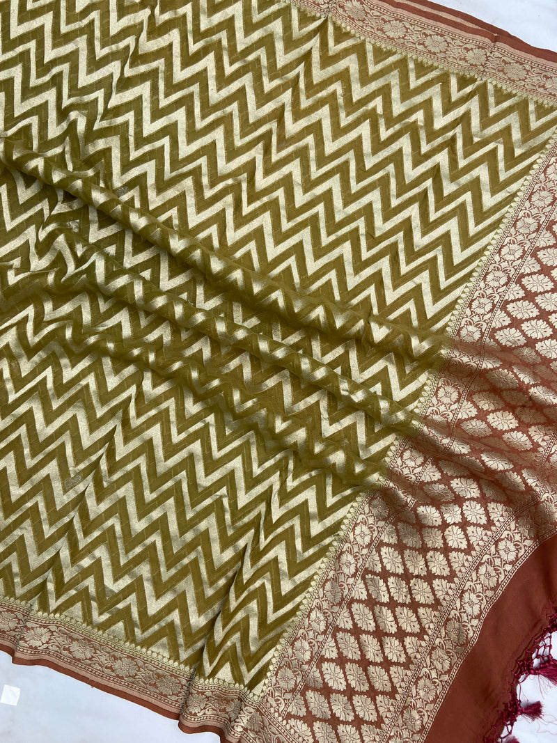 Pure Khaddi Georgette Handloom Dupatta - The Handlooms