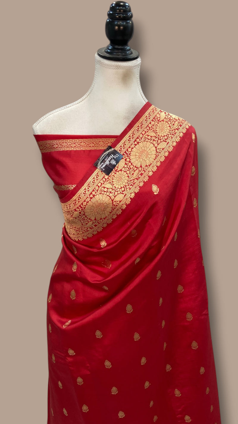 Pure Katan Silk Banarasi Handloom Saree - All Over Kadua Motifs - The Handlooms
