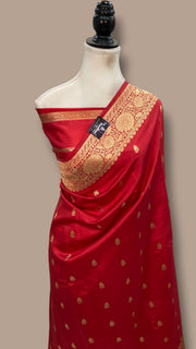Pure Katan Silk Banarasi Handloom Saree - All Over Kadua Motifs - The Handlooms