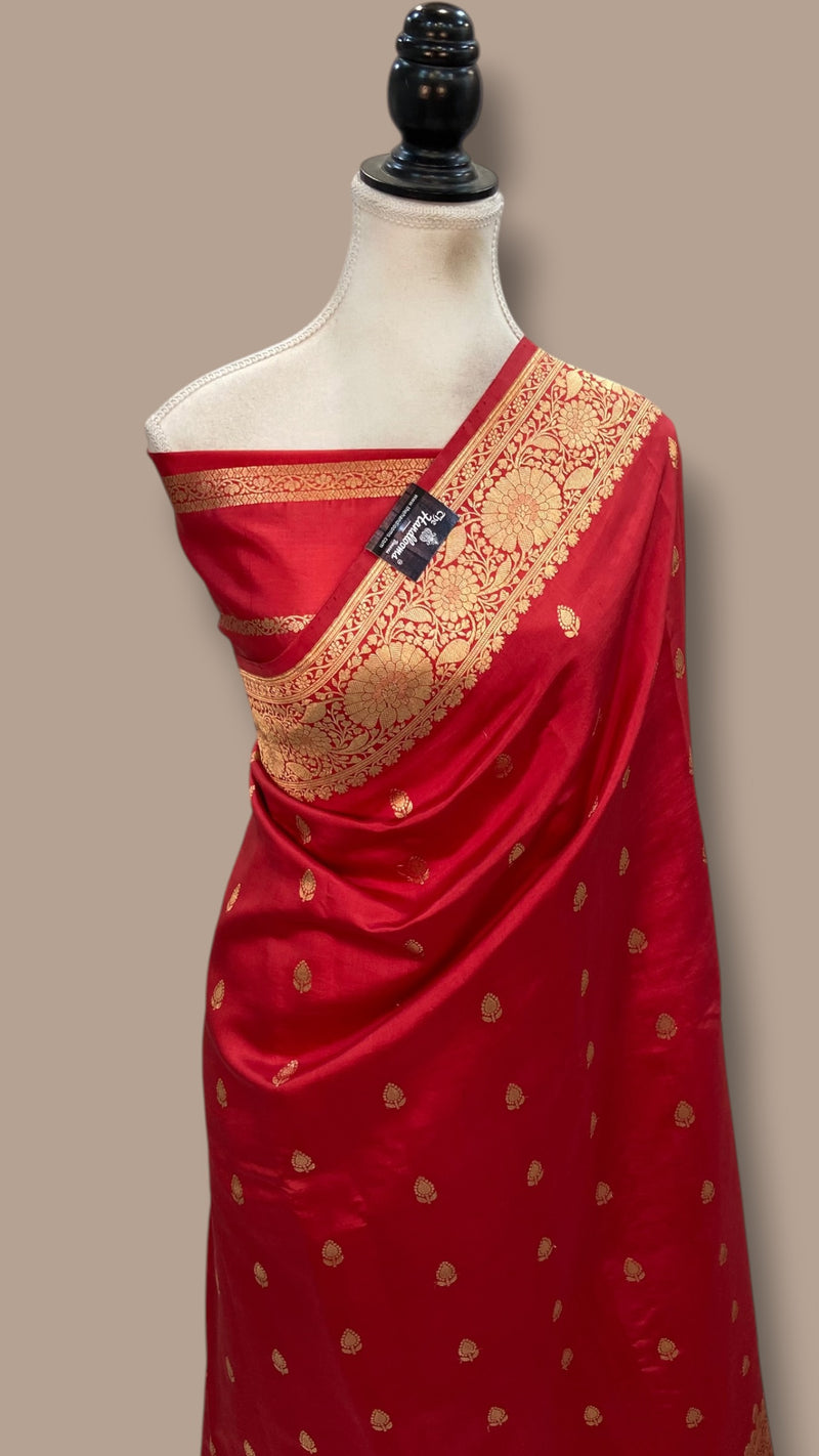 Pure Katan Silk Banarasi Handloom Saree - All Over Kadua Motifs - The Handlooms