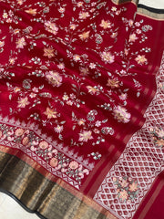 Pure organza Chikankari Handloom Banarasi Saree - The Handlooms