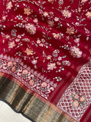 Pure organza Chikankari Handloom Banarasi Saree - The Handlooms
