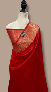 Red Pure Mango Silk Handloom Banarasi Saree - The Handlooms