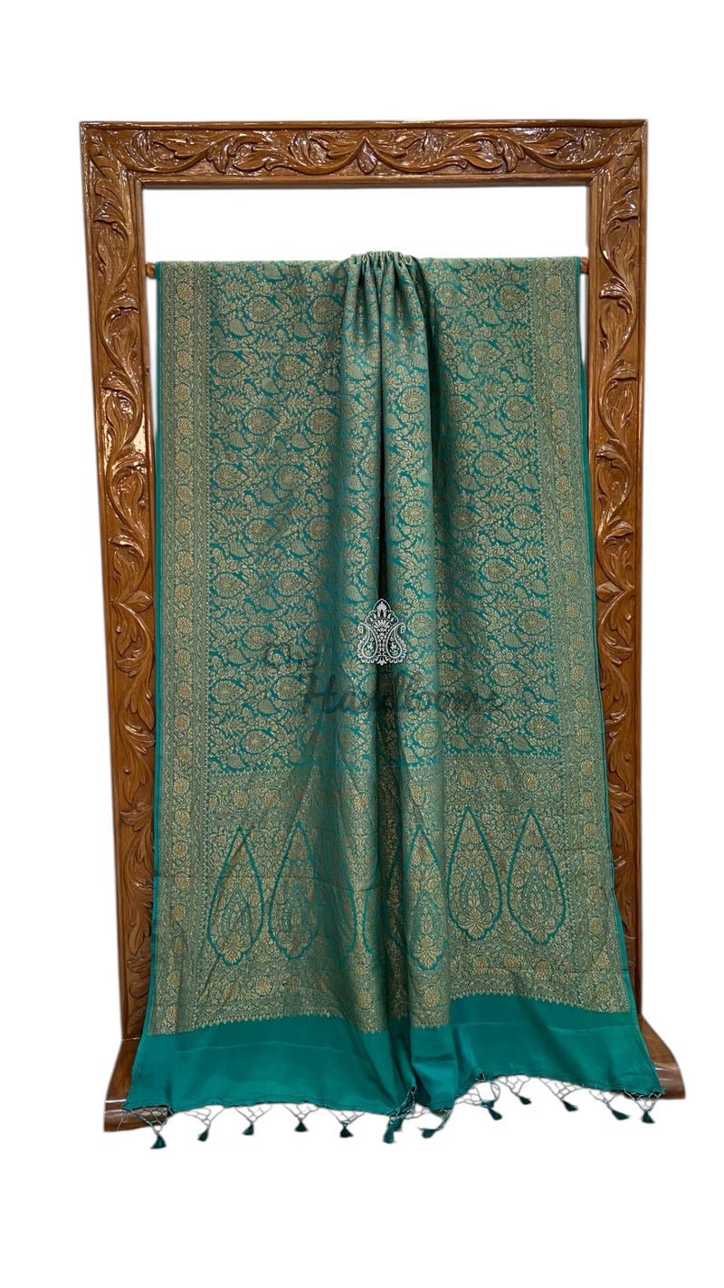 Pure Khaddi Crepe Georgette Banarasi Handloom Saree - Brocade - The Handlooms