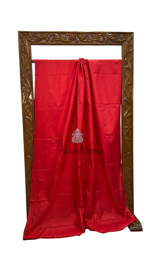 Pure Katan Silk Handloom Banarasi Saree-Plain - The Handlooms