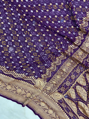 Pure Georgette Banarasi Bandhej Handloom Saree - The Handlooms