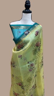 Pure Organza digital print Handloom Banarasi Saree - The Handlooms