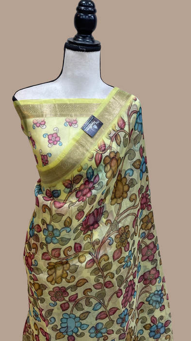 Pure Organza digital print Handloom Banarasi Saree - The Handlooms