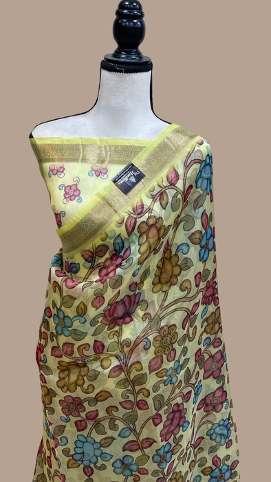 Pure Organza digital print Handloom Banarasi Saree - The Handlooms