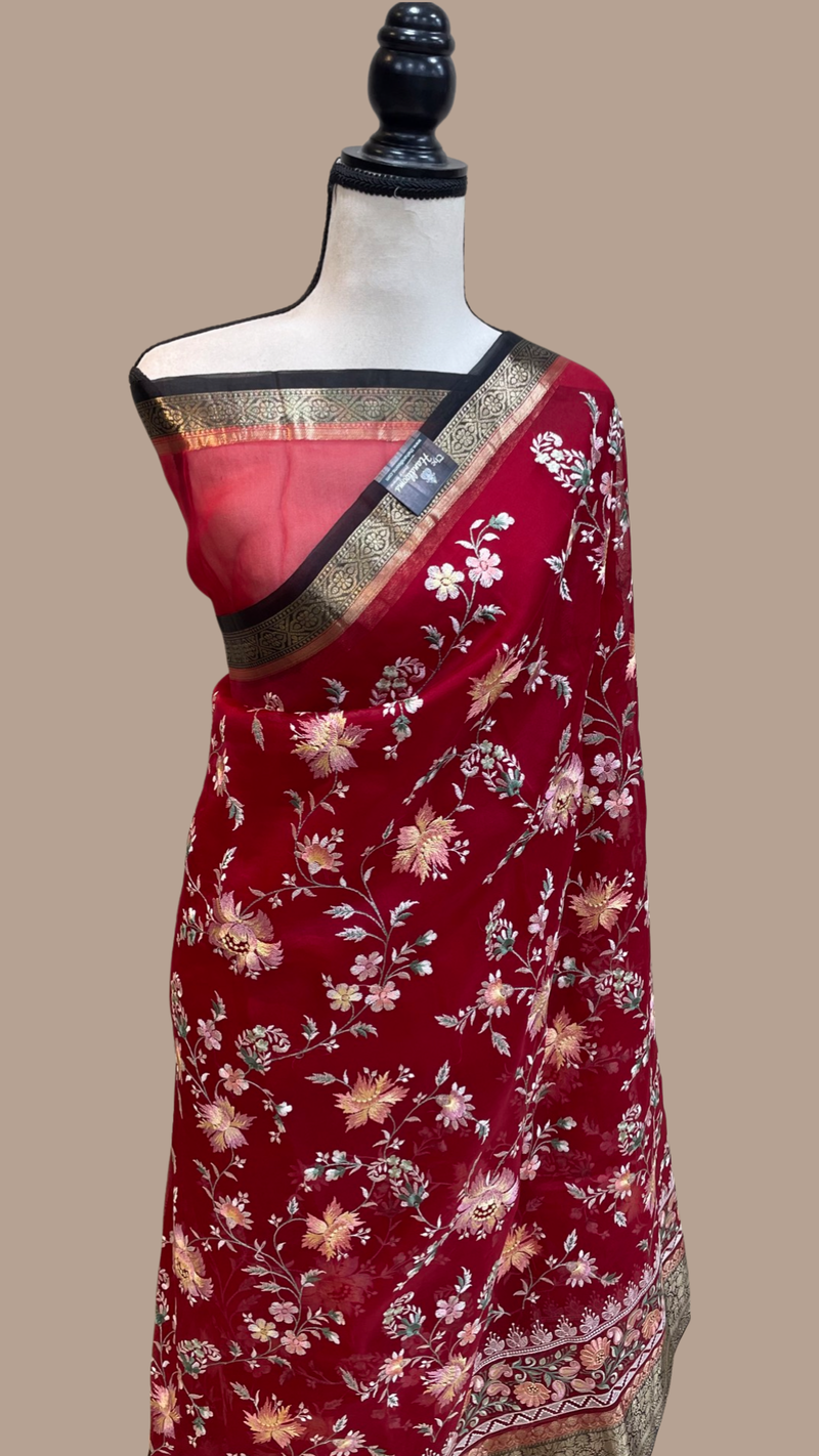 Pure organza Chikankari Handloom Banarasi Saree - The Handlooms
