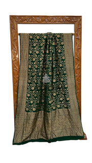 Pure Khaddi Georgette Handloom Banarasi Saree - Antique Zari - The Handlooms