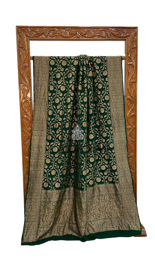 Pure Khaddi Georgette Handloom Banarasi Saree - Antique Zari - The Handlooms