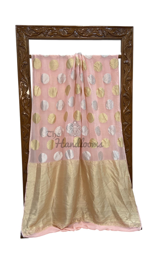 Pure Khaddi Georgette Handloom Banarasi Saree - All Over Sona Roopa Boota Work - The Handlooms