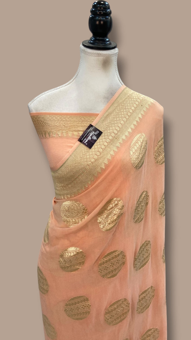 Pure Khaddi Georgette Handloom Banarasi Saree - Water Zari - The Handlooms