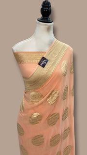 Pure Khaddi Georgette Handloom Banarasi Saree - Water Zari - The Handlooms