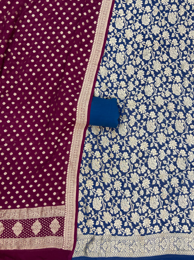 Khaddi Georgette Banarasi Dress material - The Handlooms