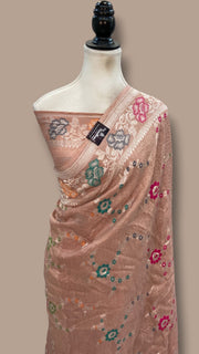 Pure Tussar Georgette Handloom Banarasi Saree With Meenakari - The Handlooms