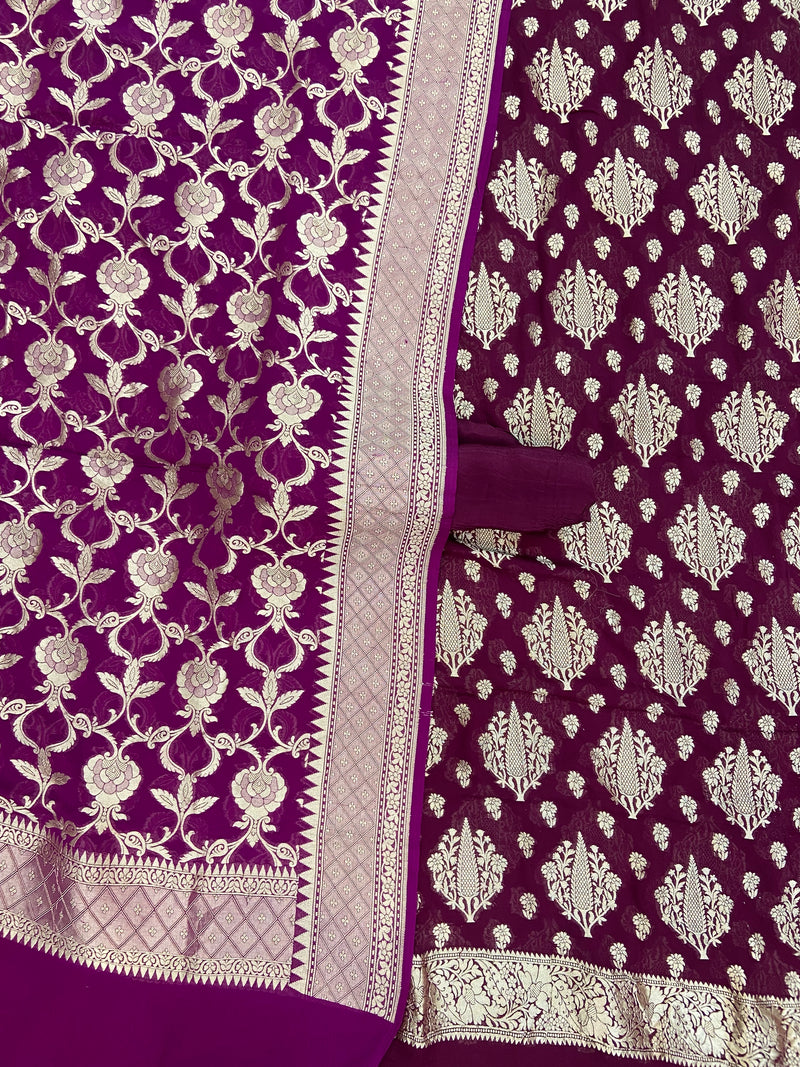 Khaddi Georgette Banarasi Dress material - The Handlooms