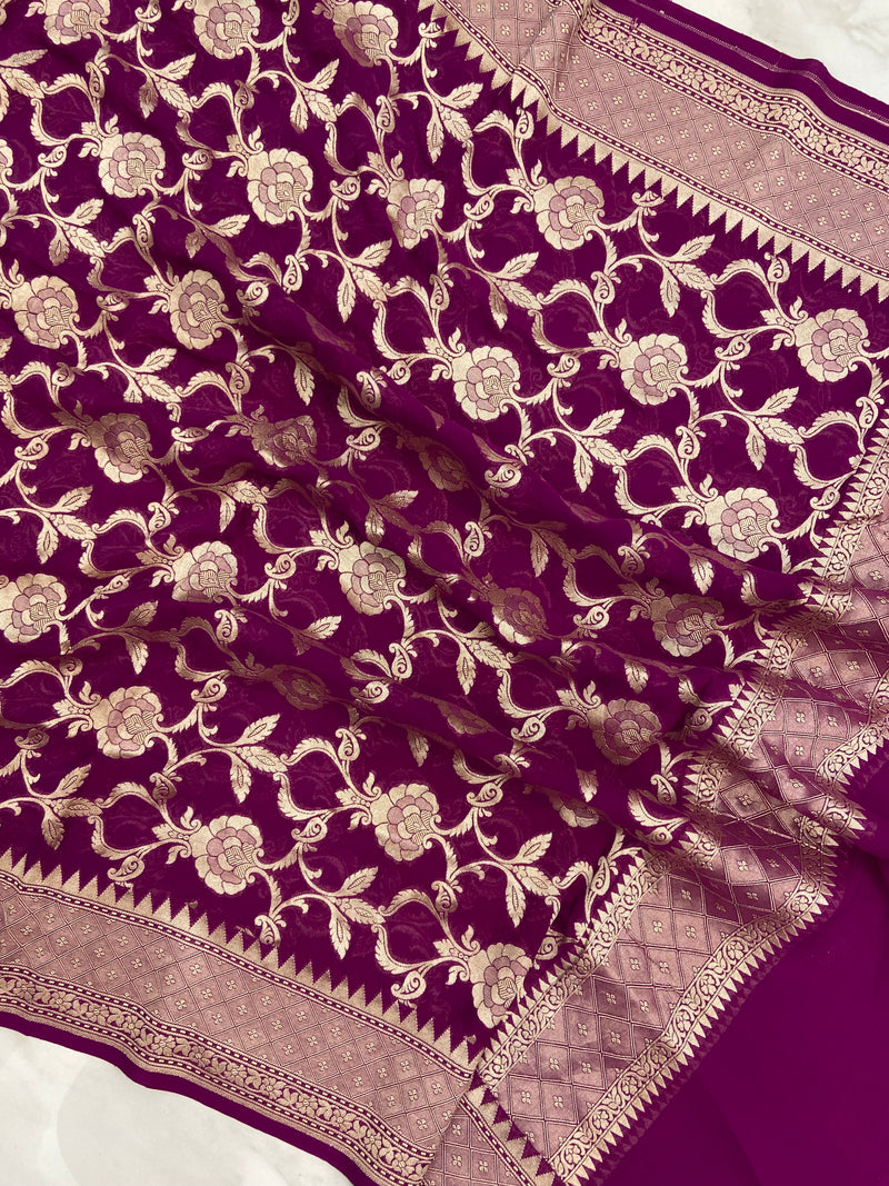 Khaddi Georgette Handloom Banarasi Dupatta - The Handlooms