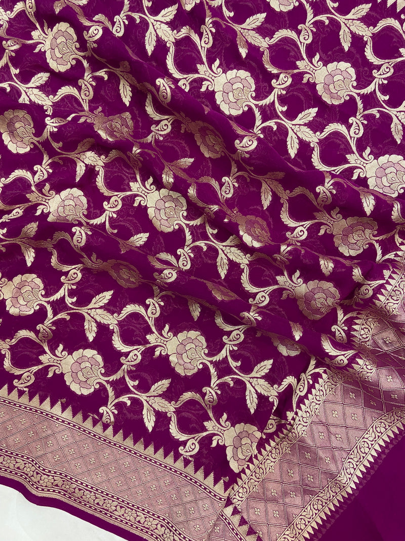 Khaddi Georgette Handloom Banarasi Dupatta - The Handlooms