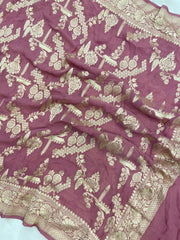 Khaddi Georgette Handloom Banarasi Dupatta - The Handlooms