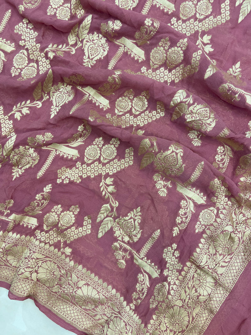 Khaddi Georgette Handloom Banarasi Dupatta - The Handlooms