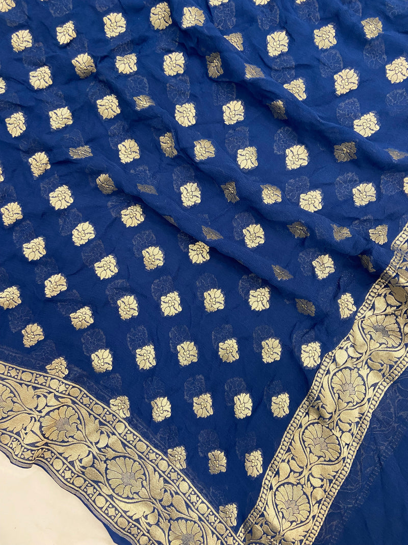 Khaddi Georgette Handloom Banarasi Dupatta - The Handlooms