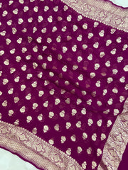 Khaddi Georgette Handloom Banarasi Dupatta - The Handlooms
