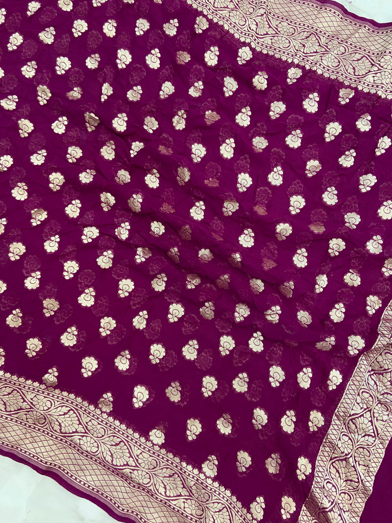 Khaddi Georgette Handloom Banarasi Dupatta - The Handlooms