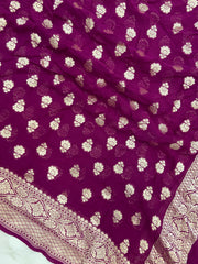Khaddi Georgette Handloom Banarasi Dupatta - The Handlooms